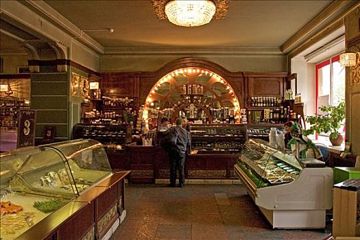 俄罗斯,圣彼得堡,威尼斯,北方,店,糕点店,特色食品,风格,购物者