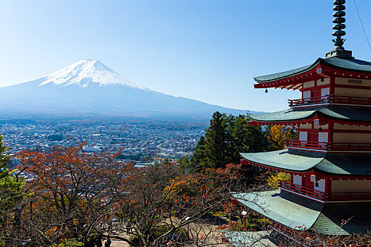 山,富士山,塔