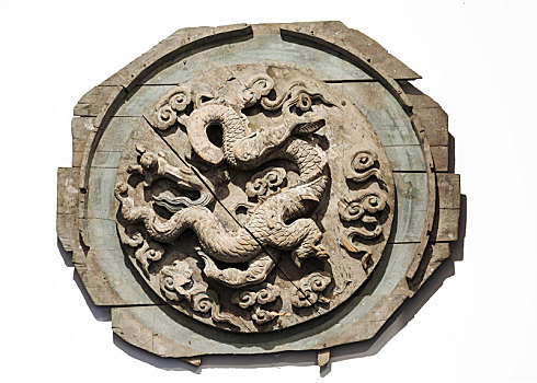 中国山西省芮城永乐宫古建筑雕龙构件