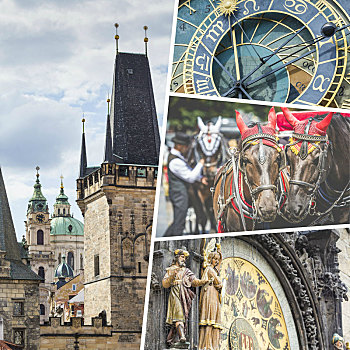 抽象拼贴画,布拉格,共和国,图像,旅行,背景,照片