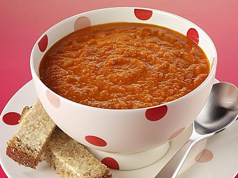 西红柿汤,斑点,碗