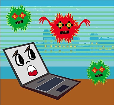电脑病毒,攻击,笔记本电脑