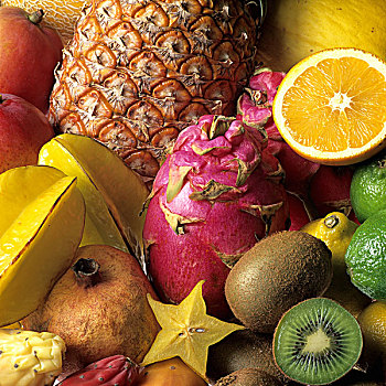 外来水果,猕猴桃,菠萝,柠檬,火龙果,杨桃,石榴,芒果