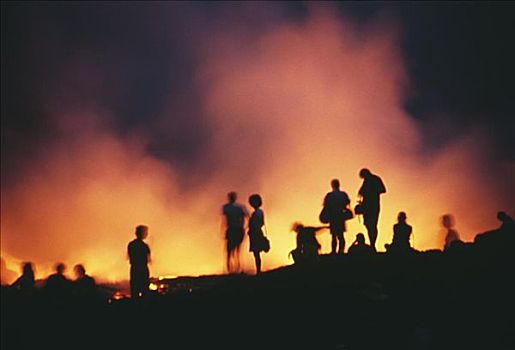 夏威夷,夏威夷大岛,夏威夷火山国家公园,风景,发光,爆炸,火山岩,夜晚