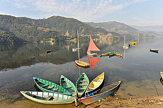 划艇,波卡拉,尼泊尔,亚洲