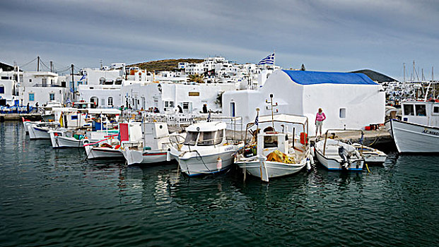 希腊,希腊群岛,爱琴海,基克拉迪群岛,帕罗斯岛,岛屿,捕鱼,港口