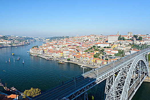 俯视,桥,杜罗河,欧洲,河,晴天,背景,波尔图,葡萄牙