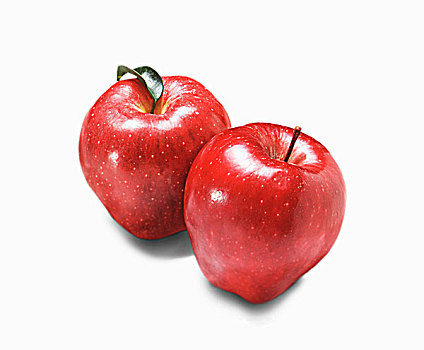 两个,红色,美味,苹果,白色背景