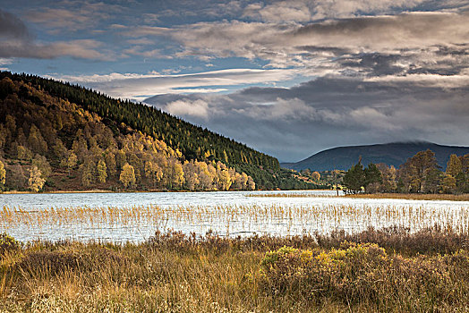 平和,自然風光,風景,秋天,山,湖,蘇格蘭