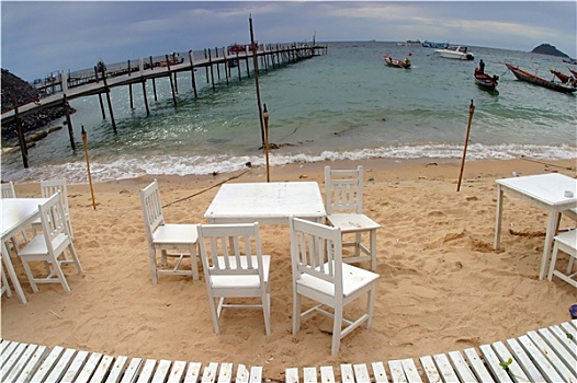 白色,椅子,海滩,泰国
