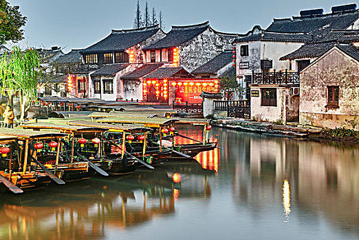 船,水系,传统建筑,西塘,浙江,中国