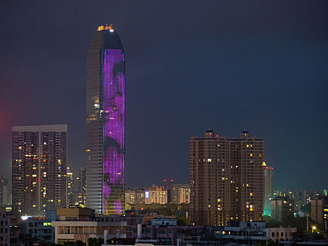 广东惠州市区荣灿惠州中心的夜景风光