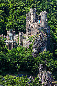 中世纪,城堡,悬崖,莱茵河,泰斯汀绍森,德国