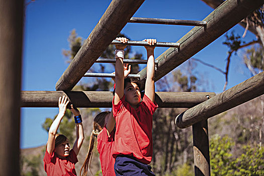儿童,攀登,攀爬架,障碍训练场,训练,露营