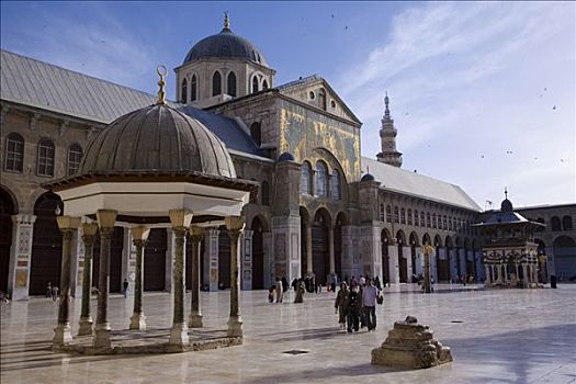 穹顶,钟表,奥马亚清真寺,大马士革,叙利亚