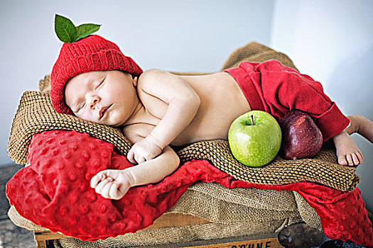 可爱,婴儿,睡觉,软,红色,毯子