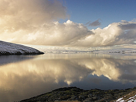 苏格兰,设得兰群岛,斜坡,雪,白天