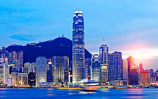 漂亮,香港,城市,日落
