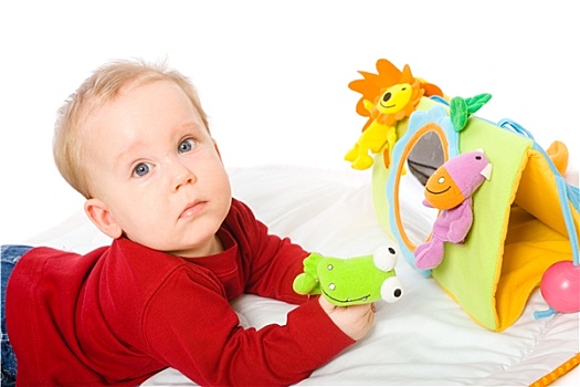 男婴,6个月,老,玩,毛绒玩具,玩具,地产