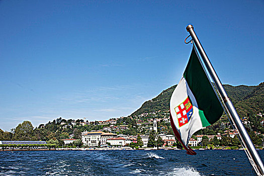 意大利国旗,摆动,科摩湖,伦巴底,意大利