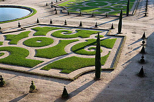 花园,风景,展示,水,特征,水腊树,树篱,草,晚间,阳光,凡尔赛宫,法国