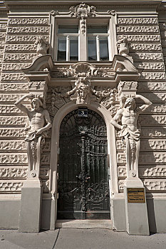 入口,住宅建筑,维也纳,奥地利,欧洲