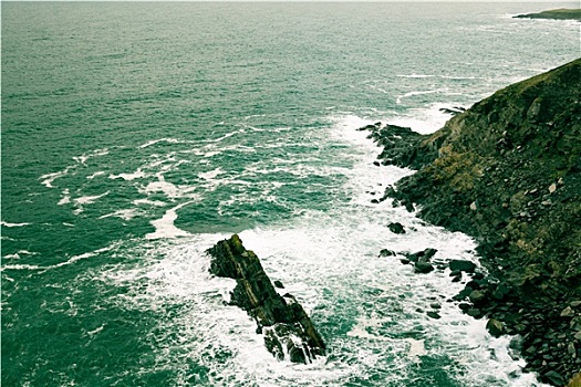 爱尔兰,海岸,碎波,海中,欧洲