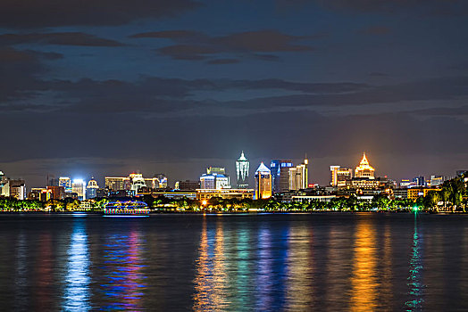 杭州西湖与城市风光夜景