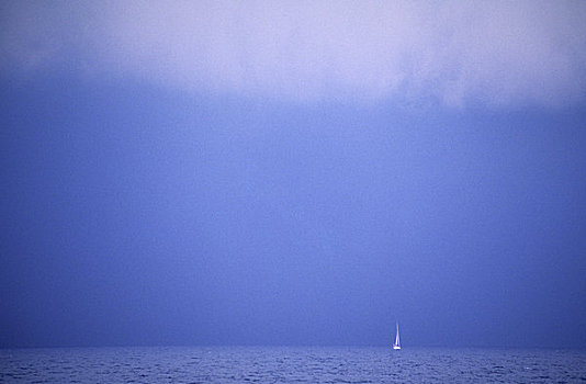 海洋,帆船,接近,风暴