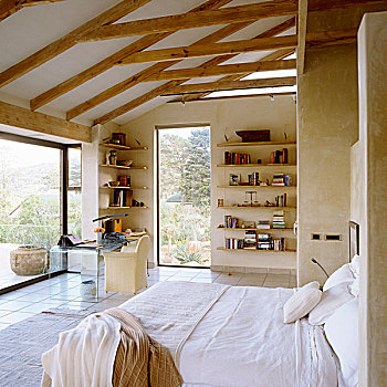 床,风景,架子,墙壁,木头,梁,天花板
