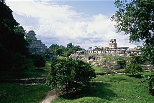 碑铭神庙,帕伦克,宫殿,玛雅,遗址,尤卡坦半岛,墨西哥