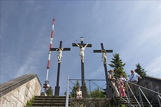 天线,广播,信号,俯视,耶稣十字架,弗兰克尼亚,德国