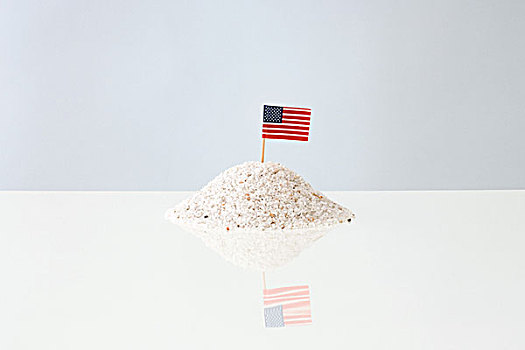 美国国旗,粘住,堆,盐