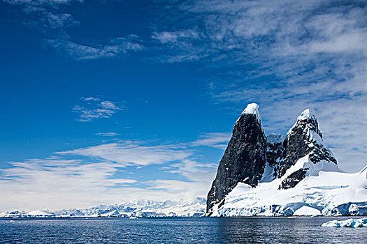 南极,山峰,上升,高处,入口,雷麦瑞海峡,晴朗,春天,下午