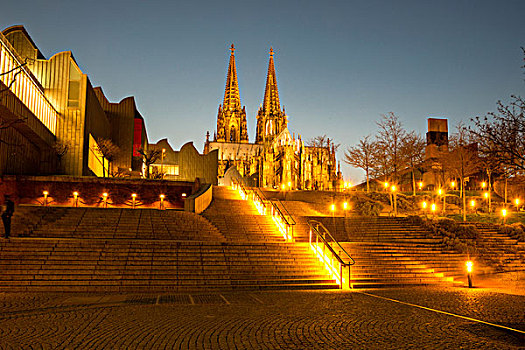楼梯,公园,广场,博物馆,大教堂,科隆,北莱茵威斯特伐利亚,德国,欧洲
