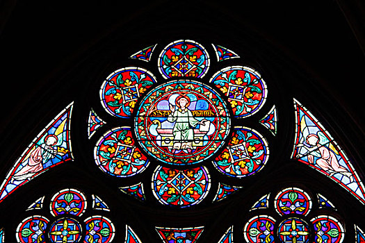 欧洲,法国,巴黎,彩色玻璃窗,巴黎圣母院,大教堂