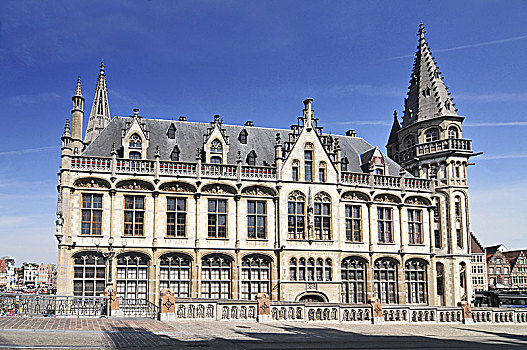 建筑,柱子,宫殿,街道,根特,比利时