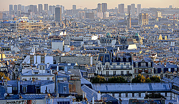法国,巴黎,山,蒙马特尔,全景,屋顶