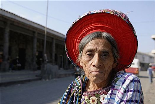 危地马拉,圣地亚哥,肖像,老太太,传统
