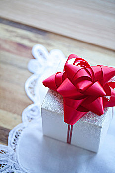 包装,圣诞礼物,盒子,红丝带