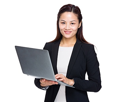 亚洲人,职业女性,使用,便携电脑