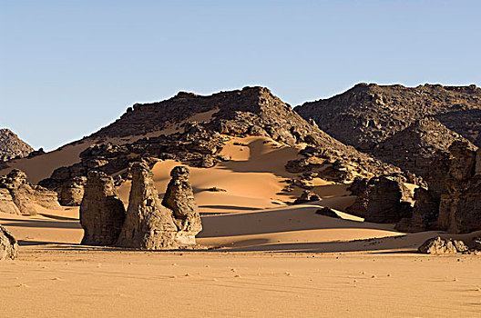 岩石构造,阿卡库斯,山峦,撒哈拉沙漠,费赞,利比亚,北非