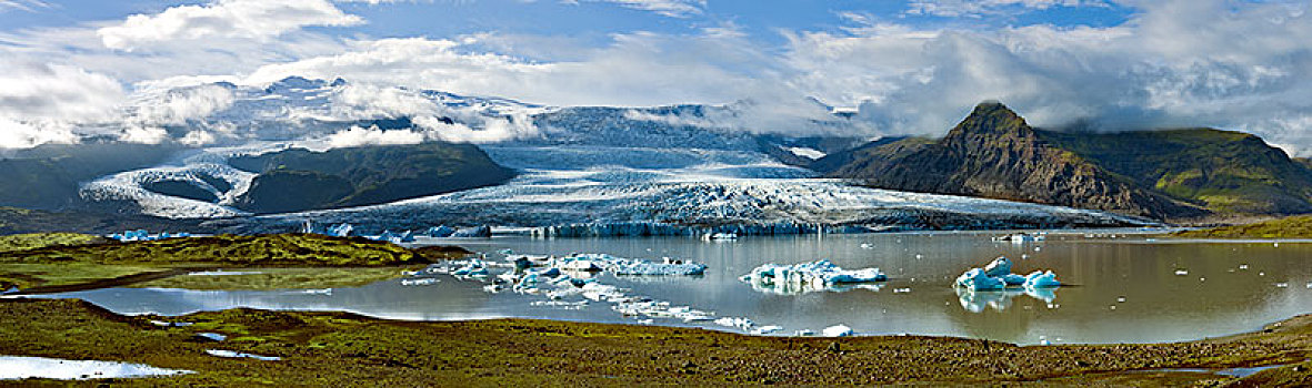 冰河,湖,南方,区域,冰岛,欧洲