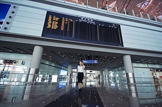 中国,北京,首府,机场,中国人,职业女性,到达,新,航站楼,建筑,二月,2008年,世界