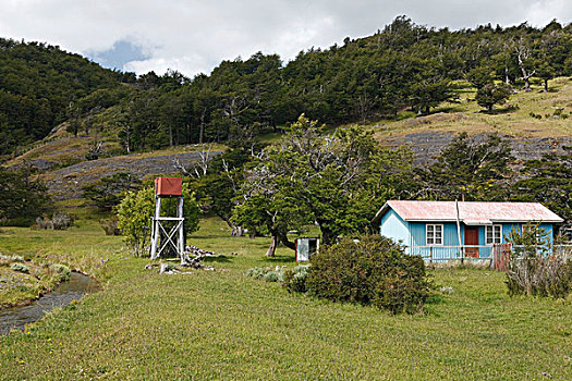 孤单,农舍,托雷德裴恩国家公园,麦哲伦省,区域,巴塔哥尼亚,智利,南美,北美