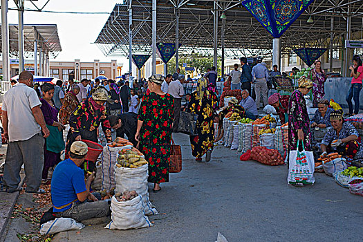 大巴扎集市,撒马尔罕,乌兹别克斯坦,亚洲