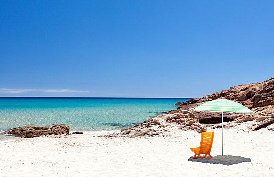 休闲椅,阳伞,海滩
