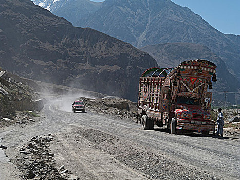 尘土,喀喇昆仑,公路,西北边境,巴基斯坦,南亚