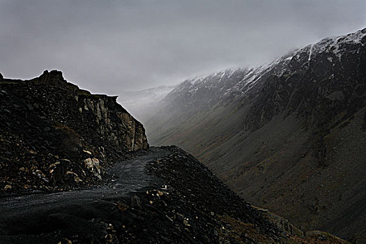 模糊,山,湖区,坎布里亚,英格兰,英国