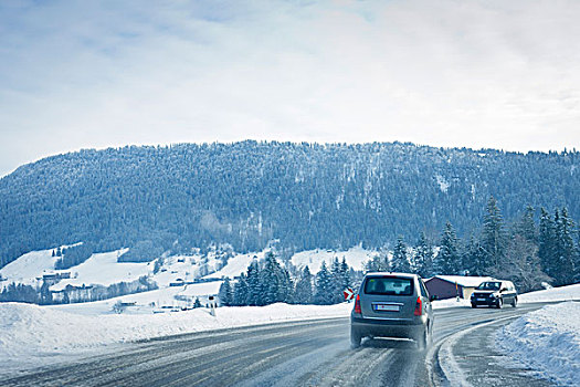 汽车,途中,冬天,布雷根茨,奥地利